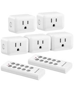 lot 2487 image: DEWENWILS Wireless Control Outlet for Christmas Decor, Programmable and Expandable Electrical Switch, 100FT Range, 125V15A1875W Light Switch, 2 Remote and 5 Outlets
