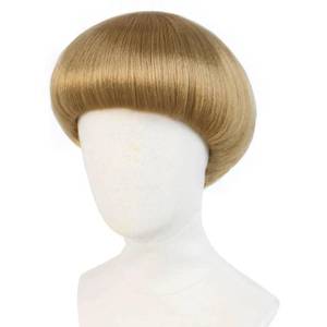 lot 2491 image: JoneTing Short Blonde Mushroom Wig��Hair Cap�� Bowl Cut Wigs 60s Men Wigs Short Blonde Funny Wig for Man Blond Bob Hair With Bang for Christmas Cosplay Costume for Halloween Party Outfit