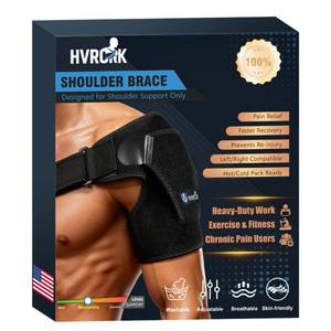 lot 2493 image: HVRCRK Shoulder Brace for Men & Women - Adjustable Shoulder Compression Sleeve with Y-shaped Compression Strap - Medium Shoulder Support & Pain Relief - Universal for left & Right Shoulders, L