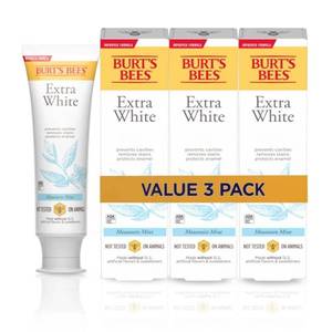 lot 2496 image: Burts Bees Extra White Toothpaste, Fluoride Toothpaste, Natural Flavor, Mountain Mint, 4.7 oz, Pack of 3
