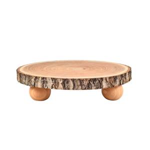 lot 5959 image: timber tree 10 inch Wood Cake Stand for Dessert Table - Round Rustic Cake Holder Tray Wooden Serving Platter Pedestal Centerpiece Decoration with Sturdy Legs for Wedding Cakes
