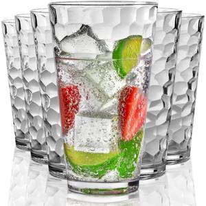 lot 5974 image: Bravario Hammered Plastic Drinking High Tumbler, Dishwasher-Safe Premium Quality Glasses, BPA-Free Reusable Outdoor Cups, 22 oz Set of 6