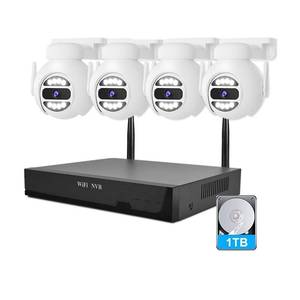 lot 5991 image: Auto Tracking Alert 360° PTZ & 2-Way Audio 8CH Plug&Play Wireless Cameras for Home Security, 4x1920P 5MP IP67 IR&Full Color Night Vison AI Motion Detection, 1TB HDD 247 Recording Remote Control