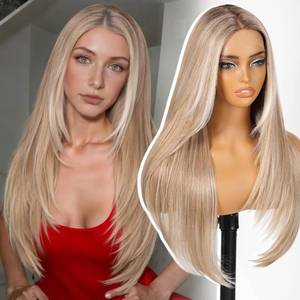 lot 6009 image: Dofami KOME ��Beginner Friendly Wigs�� Dirty Blonde Synthetic Lace Front Wig,T Part Pre Cut Glueless Long Straight Layered Wigs for Women Cosplay Daily Use 26IN(#TT61603)