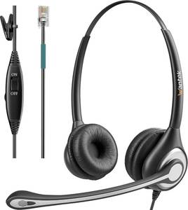 lot 6010 image: Wantek RJ9 Telephone Headset with Microphone Noise Cancelling, Office Phone Headset Compatible with Plantronics S12 Polycom VVX310 VVX410 VVX411 Avaya 1416 ShoreTel 230 Allworx NEC Landline Phones