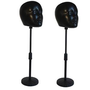 lot 6020 image: FASHION DO 2 PACKS 22 inch tall high Adjustable wig or hat styrofoam female mannequin head holder stand (15.5��to 22��)(ADTALL01-Black )