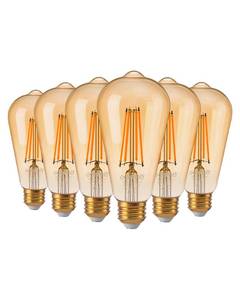 lot 6021 image: EDISHINE 6 Pack Vintage LED Edison Bulbs 8W Equivalent 60W, ST64 Dimmable Led Light Bulbs, 700LM 2200K Amber Warm Light E26, Decorative Antique LED Filament Bulbs for Home and Commercial, UL Listed