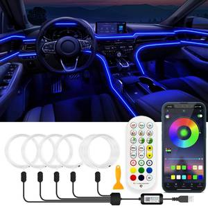 lot 6022 image: USB Car LED Lights, Interior Car Lights Strip with APP and RF Remote Control, 5 in 1 Ambient Lighting with 276 inches Fiber Optic Music Sync Simple Installation EL Wire Lights (5 in 1276 inches)