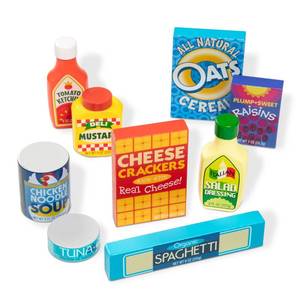 lot 6029 image: Melissa & Doug Wooden Pantry Products Play Food Set (9 pcs)