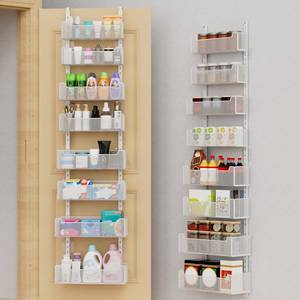 lot 6040 image: VyGrow Over The Door Organizer, 8-tier Metal Door Organizer Hanging with Adjustable Baskets, Behind The Door Storage for Bedroom Closet Bathroom Pantry Cabinet Kitchen, White