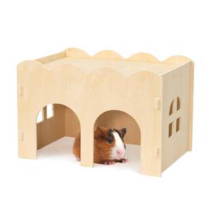 lot 6060 image: Bifeaw Guinea Pig Hideout, Natural Wooden Chew Proof Hideaway Hut for Small Pets (Guinea Pig)