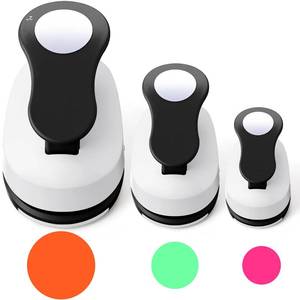 lot 6064 image: Chengu 3 Pack Craft Paper Punch Circle 2, 1 and 58 Inch Punch Paper Punchers Round with 10 Pcs Sticker, Cutter Black for Card Making Scrapbook DIY Albums Photos Office Supplies