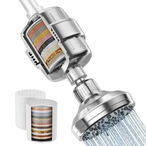 lot 6073 image: Shower Head with 2 Filters Combo - 20 Stage Water Filter Showerhead for Hard Water - High Pressure 9 Spray Settings - Remove Chlorine Harmful Substances & Heavy Metals - for Dry Skin & Hair