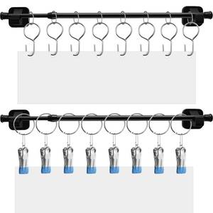lot 6086 image: 2 Set 16-30 Inches Adjustable Magnetic Curtain Flip Calendar Rod Anchor Chart Holder Pocket Calendar Bar for Date Display Classroom Whiteboard Accessories Teacher Home Wall Decor (Black)