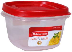 lot 6087 image: Rubbermaid 7J60 Easy Find Lid Square 2-Cup Food Storage (Pack of 8 Containers)