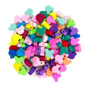 lot 6096 image: 100 Pcs Polymer Clay Mouse Head Loose Spacer Beads, 10mm Mixed Color Cute Beads Charms for Women DIY Hair Clip Necklace Bracelet Jewelry Earring Handmade Craft Making