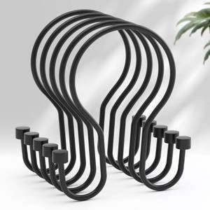 lot 6466 image: AmazerBath Shower Curtain Hooks Black Shower Curtain Rings with Cylindrical Design, Metal Shower Curtain Hooks Rust Proof, Smooth Glide Double Shower Hooks Rings for Shower Curtain
