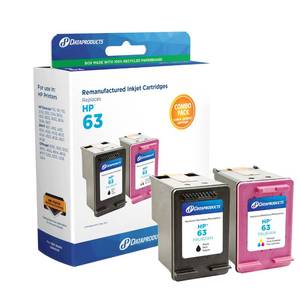 lot 6474 image: Dataproducts Remanufactured High Yield Black, Tri-Color Ink Cartridges Replacement for HP 63 (L0R46AN) 2-Pack