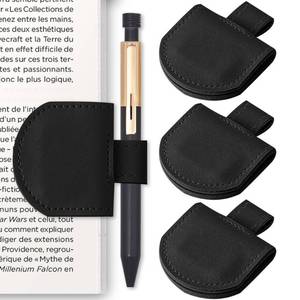 lot 6486 image: SESENSE Magnetic Pen Holder for Notebook - 3 Pcs Leather Magnetic Bookmarks Holder for Reading Women, Book Lover Gifts for Bookish, Standard Size