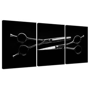 lot 9119 image: Biuteawal Hair Canvas Wall Art Barber Scissors Tools Hairstyle Haircut Picture Print on Canvas 3 Piece Black White Artwork Great Gift for Barbers Stretched for Barber Shop Salon Room Decoration