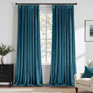 lot 9120 image: ANRODUO Peacock Blue Velvet Curtains 96 Inches Long Blackout Thermal Insulated Soundproof Curtain Privacy Room Darkening Curtains Pinch Pleat Window Drapes for Bedroom Living Room Set of 2