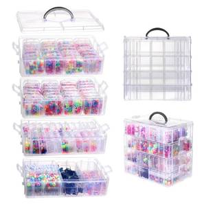 lot 9127 image: VTG Bead Organizer Box, 84 Pcs Small Plastic Containers with Lids, 4-Tier Stackable Storage Box, Clear Organizers for Jewelry Toys Craft Storage