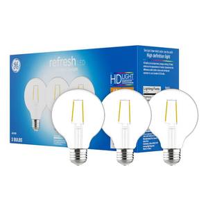 lot 9131 image: GE Refresh LED Light Bulbs, 40 Watt, Daylight, G25 Globe Bulbs, Clear, Medium Base (3 Pack)