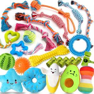 lot 9136 image: Zeaxuie 25 Pack Luxury Dog Chew Toys for Puppy, Dog Toys with Ropes, Treat Ball and Squeaky Puppy Toys for Teething Small Dogs