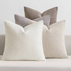 lot 9138 image: MIULEE Pack of 4 Decorative Textured Boucle Throw Pillow Covers 22x22 Inch Neutral Accent Euro Sham Pillow Cases Soft Couch Cushion Covers Modern Farmhouse Boho Chair Sofa Bed Livingroom Home Decor