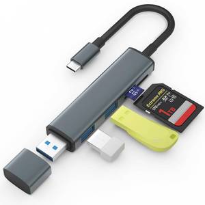 lot 10008 image: TIANSONG USB 3.0 SD Card Reader with Dual USB Ports, USB C SD Card Reader for iPhone 15iPadMac 4 Ports Read and Write Simultaneously Memory Card Adapter for MacBook ProAir iMac Android S23 S22