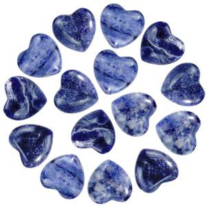 lot 10011 image: Marrywindix 15 Packs 0.8 Inch Healing Crystal Natural Sodalite Heart Love Carved Palm Worry Stone Chakra Reiki Balancing