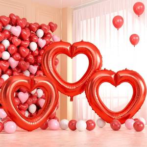 lot 10030 image: Red Heart Balloons,40Inch Large Hollow Out Heart Foil Balloon for Mothers Day Girls Women Birthday Valentines Day Wedding Engagement Bridal Showers Anniversary Party Decorations