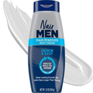 lot 10042 image: Nair Men Hair Remover Body Cream, Quick and Easy Body Hair Removal Cream for Men, Aloe and Lanolin, Dermatologist Tested, 12 Oz