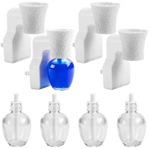 lot 10049 image: moonoom 4 Pack WallFlower Fragrance Oil Plug in Diffuser- Wall Fragrance Diffuser Plug- Rotary Plug Design Wallflowers Diffuser with 4 Empty Bottles for Home Office Spreading Scent