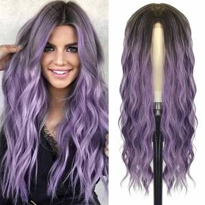 lot 10063 image: BUPPLER Cosplay Long Ombre Purple Wig 28 Inch Middle Part Synthetic Wig Realistic Gifts Party Wigs for Women Daily Use Colorful Wigs (Ombre Purple)