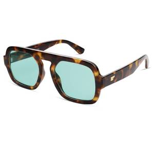 lot 10069 image: VANLINKER Retro Square Aviator Sunglasses for Women Men 70s Vintage Style Trendy Flat Top Rectangle Sun Glasses VL9826, Tortoiseshell Green