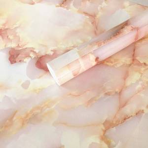 lot 10078 image: UPREDO Pink Jade Marble Paper Granite Look Effect Countertops Adhesive Paper Gloss Vinyl Film Wallpaper Self Adhesive Removable 15.8inch by 79inch