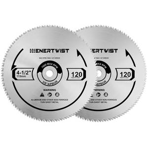 lot 10086 image: ENERTWIST 4-12 Inch 120T Circular Saw Blade 38 Inch (9.5mm) Arbor, Pack of 2-Pieces for Plywood, OSB, Paneling and Vinyl Siding Fast and Smooth Cutting Saw Blade