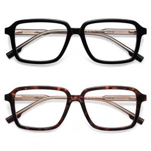 lot 10090 image: AMOMOMA 2 Pack Retro Reading Glasses for Women Men,Rectangle Blue Light Computer Reader Frame AM6198 C1C2 0.0X