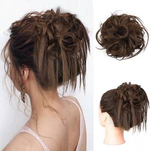 lot 10116 image: Lativ Messy Bun Hair Piece Scrunchie Extension Tousled Updo Hair Bun Hair Hairpieces Synthetic Chignon for Women (Chestnut Brown)