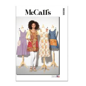 lot 10496 image: McCalls M8308A Misses Aprons Sewing Pattern Kit, Code M8308, Sizes S-M-L-XL