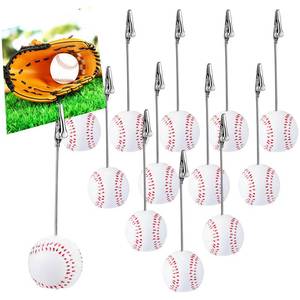 lot 11001 image: Jetec 12 Pcs Resin Sports Ball Base Memo Clips with Alligator Wire Table Number Card Place Holders Photo Stand for Office Menu Wedding Party Events Decoration(Baseball)