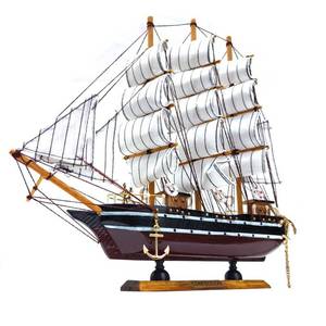 lot 11005 image: Lizipai Model shipHandmade Sailboat, Ocean Themed Sailboat Model, Mediterranean Sailboat, Wooden Sailboat Suitable for Home and Office desks (White sail, Brown Hull)