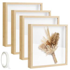 lot 11006 image: 4 Pcak 12x12 Shadow Box Frame, Shadow Boxes Display Cases with Adhesive Tape, 3D Picture Frame, Memorial Picture Frame for Baby Items, Wedding Memories, Crafts, Flowers, Tickets and Photos