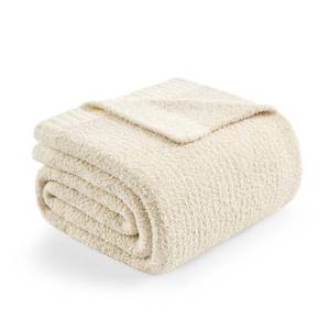 lot 11012 image: Snuggle Sac Buttery Ivory Throw Blanket for Couch, Reversible Super Soft Knitted Blankets, Warm Cozy Knit Fuzzy Plush Lightweight Throws Dupes for Sofa, Bed, Picnic, Ivory, 50 x 60 inches