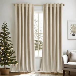 lot 11017 image: MIULEE Velvet Curtains 84 inches - Luxury Blackout Curtains for Bedroom Living Room Thermal Insulated Super Soft Window Drapes Rod Pocket & Back Tab, Beige, W52 x L84 inches, 2 Panels