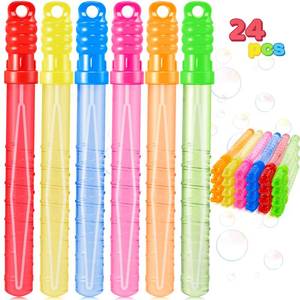 lot 11022 image: JOYIN 24 Pack 10���� Mid Bubble Wands Assortment, 6 Colors Bubble Wands 3 OZ Party Favors Kids Summer Toys, Outdoor Play Toys Games Christmas Birthday Party