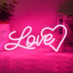 lot 11027 image: Love Heart neon Sign - 10 Levels Dimmable USB neon Lights for Wall, Kids Bedroom, Wedding Party Decoration neon light, Gift for Kids, Girlfriend, Valentines Day
