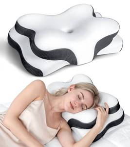 lot 11030 image: Osteo Sustained Cervical Health Neck Pillow, Contour Zoned Design Ergonomic Pillow for Pain Relief, No-Temperature Affected Memory Foam Pillows, Cooling Pillow Support Side, Back, Stomach Sleeper