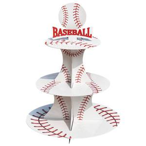 lot 12351 image: BQK 3 Tier Baseball Theme Party Cupcake Stand